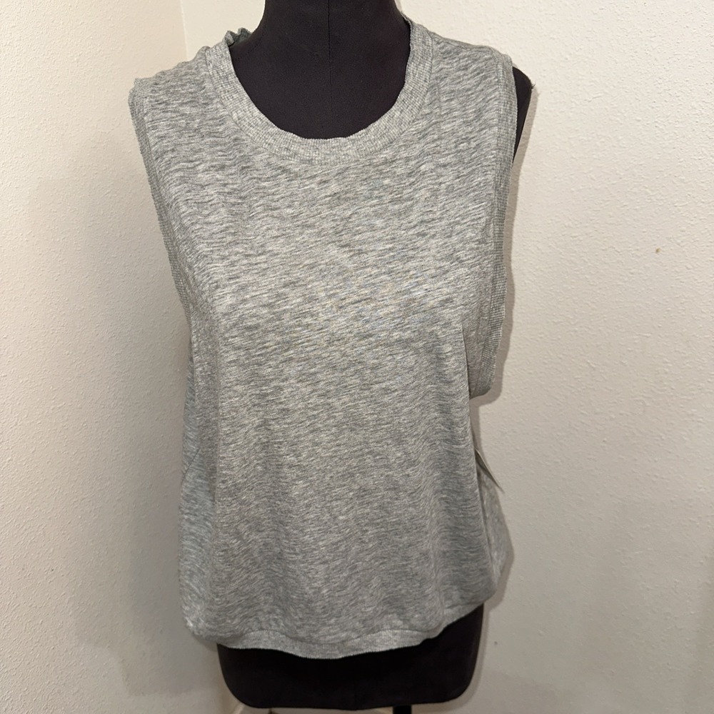 Free People Movement Gray Sleeveless Cropped Tank Top Women's Sz M